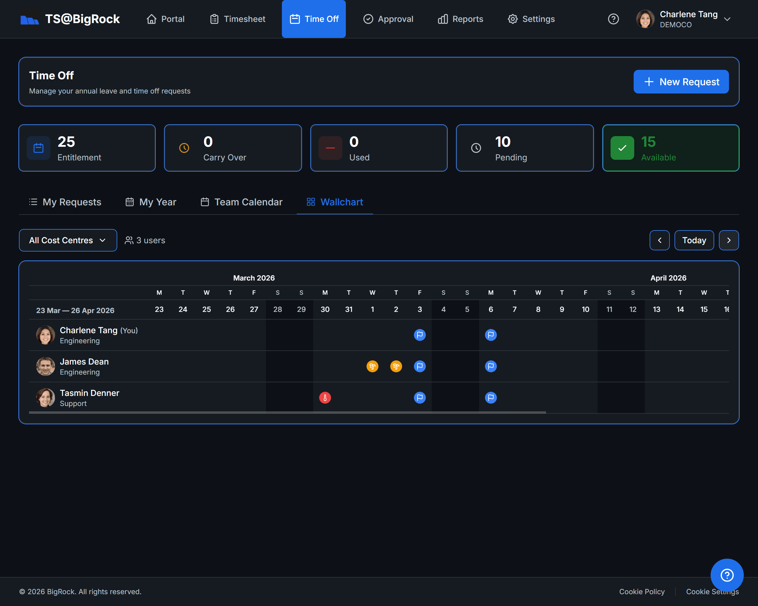 Wallchart — Team calendar showing who's off across your organisation